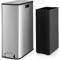 Costway - 46L Trash Can Kitchen Waste Bin Slim Step Garbage Can w/Removable Bucket