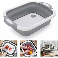Multifunction Bowl Foldable Cutting Board Portable Kitchen Sink Bowl Camping Basket Kitchen Storage Basket Foldable Plastic Outdoor Kitchen Sink