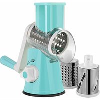 Coupe-légumes manuel Trancheuse à légumes Rape à tambour Moulin à fromage Avec 3 inserts de tambour en acier inoxydable (bleu) -b