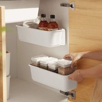 2 Kitchen Cabinet Basket Organizer, Pull Out Plastic Storage Drawers, Under Sink Cabinet Organizer, Sliding Drawer for Kitchen, Bathroom Under