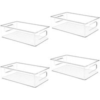 Wddnaot - 4PCS Plastic Fridge and Pantry Storage Bins 10 x 6' x 3', Stackable Refrigerator Organizer Bins with Handle for Kitchen, Fridge, Freezer,