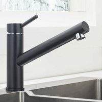 Black Kitchen Faucet with Sprayer, 360° Rotatable Pull-Out Sink Mixer Tap, Adjustable Hot and Cold Faucet in SS304 Stainless Steel - Ccykxa