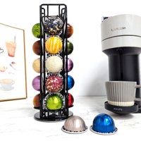 12×12×32cm) Vertuoline 20pcs Coffee Capsule Organizer Rotating Wrought Iron Coffee Storage Display Stand