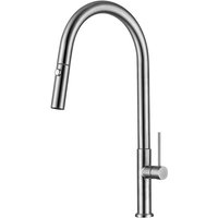 Swiss Aqua Technologies - Single-Lever Swivel Spout Kitchen Mixer Tap with Pull-Out Spray, 2 sprays, Stainless Steel Look (SATBSD288)