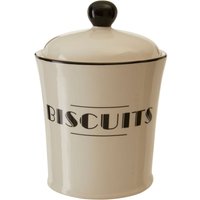 Premier Housewares - Interiors By Premier Cream Dolomite Biscuits Jar With Black Art Deco Detail, Ceramic Biscuit Barrel,Storage Canister For Cookies