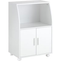 SoBuy White Wood Wheeled Kitchen Storage Cupboard Unit FRG241-W