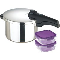 Prestige:Batch Cooking Kits: Induction Pressure Cooker & Meal Prep Containers