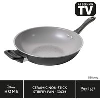Prestige:Disney Monochrome Mickey Mouse: Ceramic Non-Stick Wok & Helper Handle - 30cm