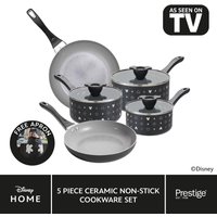 Prestige:Disney Monochrome: Ceramic Non-Stick Pan Set - 5 Pieces & FREE Apron