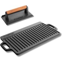 Prestige:Cast Iron: Double Griddle Pan & Burger Grill Press - 2 Pieces