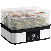 HOMCOM 5 Tier Food Dehydrator, 245W Stainless Steel Food Dryer Machine with Adjustable Temperature, Timer and LCD Display for Drying Fruit, Silver