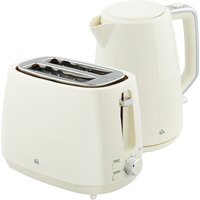 HOMCOM Kettle and Toaster Set, 1.7L 3000W Fast Boil Kettle & 2 Slice Toaster Kitchen Set with 7 Level Browning Controls, Cream White