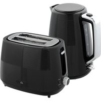 HOMCOM Kettle and Toaster Set, 1.7L 3000W Fast Boil Kettle & 2 Slice Toaster Kitchen Set with Browning Controls, Boil-dry Protection, Black