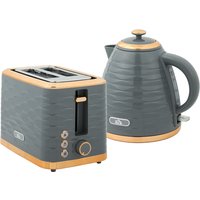HOMCOM 3000W 1.7L Rapid Boil Kettle & 2 Slice Toaster, Kettle and Toaster Set with 7 Browning Controls and Crumb Tray, Grey
