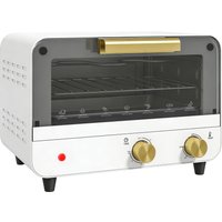 HOMCOM Small Toaster Oven, 12L Multifunction Mini Countertop Oven with Glass Door, Adjustable Temperature and Timer, Accessory Included, 750W, White