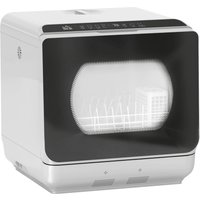 HOMCOM Tabletop Dishwasher with 4 Place Settings, 6 Programs, 6L Water Tank, Touch Control, LED Display, Delay Start, Silver   Aosom UK