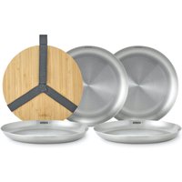 black+blum Stainless Steel Plate Set with Bamboo Board