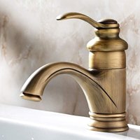 Antique Retro European Basin Hot and Cold Bathroom Sink Mixer Tap in Bronze Finish Vintage Spray Design Balcony