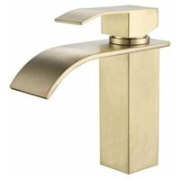 Modern Gold Waterfall Bathroom Faucet, Adjustable Hot and Cold Water Mixer Tap -- TRIMEC