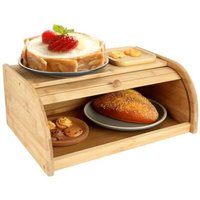 Bamboo bread box, 40 x 27 x 16.5 cm, wooden bread box with roll-up lid, countertop bread box, kitchen bread box