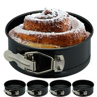Relaxdays Set of 5 Springform Pans, Heat-Resistant, Removable Base, Steel, Non-stick Cake Forms, HxØ: 4.5 x 12 cm, Black