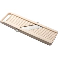 BN-1 Japanese mandoline slicer with three interchangeable stainless steel blades: ivory, vegetable cutter, peeler, stainless steel, off-white