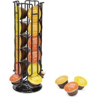 Support à Capsules à Café Noir, Porte Capsules Distributeur Présentoir Rotatif pour 24 Capsules Dolce Gusto, Supports Rangement, 360 Degrés Rotable