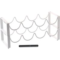 Wine rack with bottle opener/corkscrew - 2-pack - white - stackable tabletop wine rack - small freestanding wine bottle holder for 8 bottles