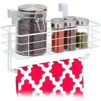 Set of 2 Hanging Baskets, with Roll or Towel Holders, for Kitchen & Bathroom, Metal, hwd: 18x31x17 cm, White - Relaxdays