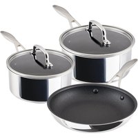 ScratchDefense Multi-Layer Stainless Steel Extreme Non-Stick Saucepan & Frying Pan Set - 3 Pieces