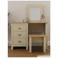 Gfw Lancaster Dressing Table, Mirror And Stool Set - Cream/Oak