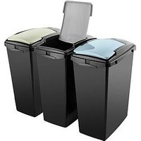 Addis Set Of 3 40Ltr Recycling Bins - Green, Blue & Grey