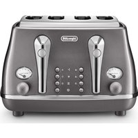 DELONGHI Icona Metallics CTOT4003.GY 4-Slice Toaster - Grey