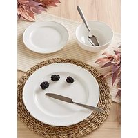 Waterside Professional Alumina White Porcelain Rim 12-Piece Dinner Set