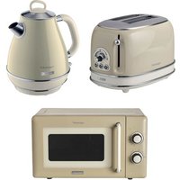 ARIETE Vintage ARPK58 Microwave, Jug Kettle & 2-Slice Toaster Bundle - Cream