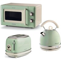 ARIETE Vintage ARPK64 Microwave, Traditional Kettle & 2-Slice Toaster Bundle - Green