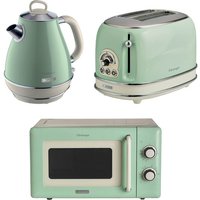 ARIETE Vintage ARPK59 Microwave, Jug Kettle & 2-Slice Toaster Bundle - Green