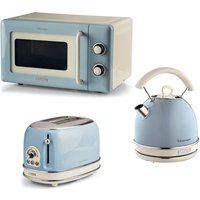 ARIETE Vintage ARPK66 Microwave, Traditional Kettle & 2-Slice Toaster Bundle - Blue