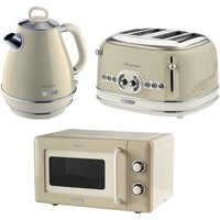 ARIETE Vintage ARPK61 Microwave, Jug Kettle & 4-Slice Toaster Bundle - Cream