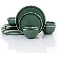 Waterside 12Pc Green Reactive Glaze Lipped